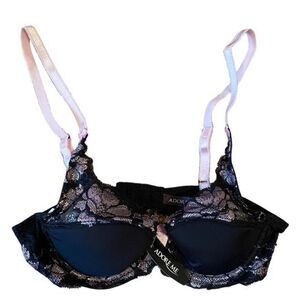 Adore Me 32B Black/ Sweet Lilac Push-up Bra NWT